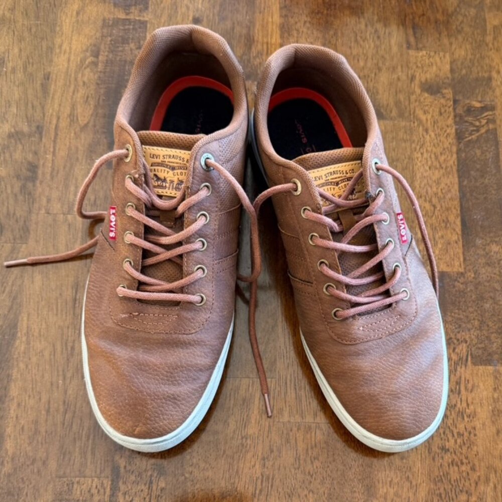 Levi’s Brown Leather Sneakers Men’s 12 – Casual Lace Up Shoes